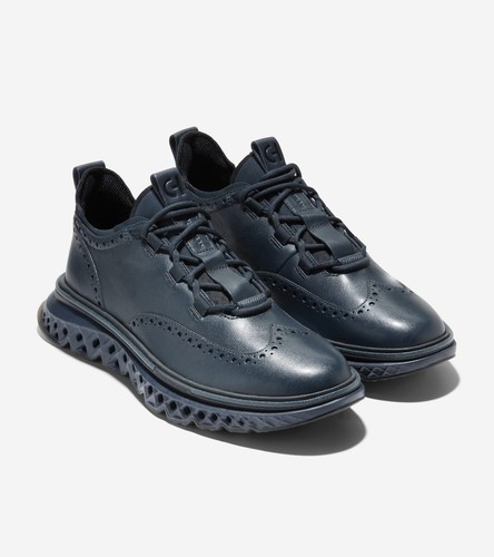 NIB Cole Haan 5.ZEROGRAND Wingtip Oxford Shoes Men's US 11 Navy Blueberry C39350 - Picture 2 of 8