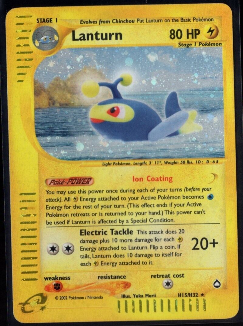 Lanturn H15/H32 Holographic Rare Aquapolis Pokémon TCG Lightly Played