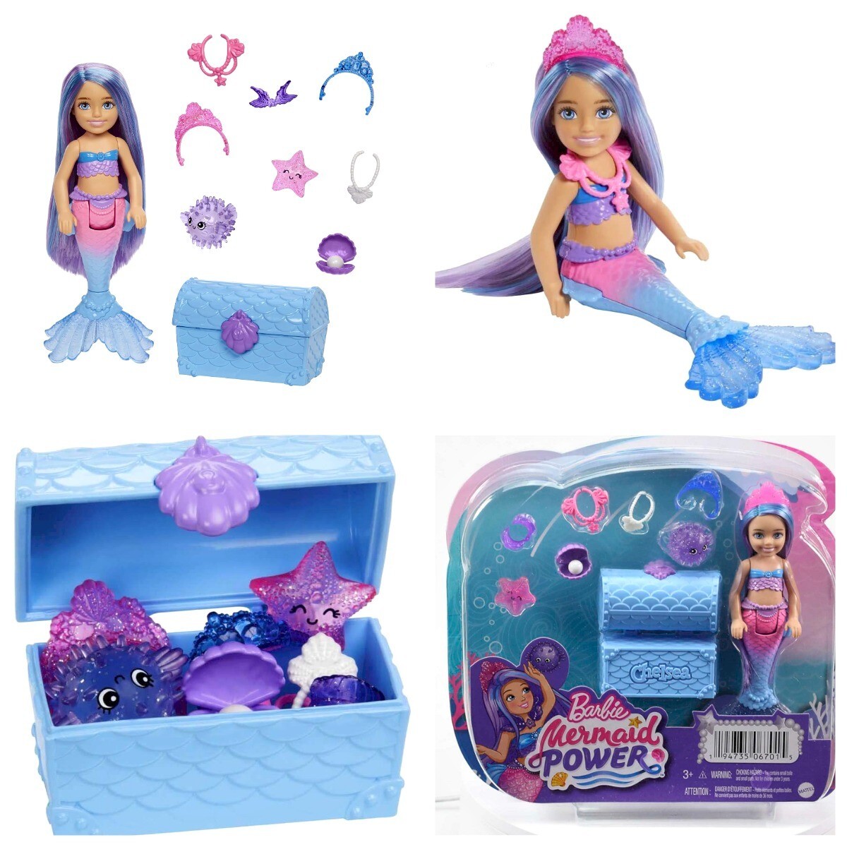Barbie Mermaid Power Chelsea Doll and Playset Toy Poseable