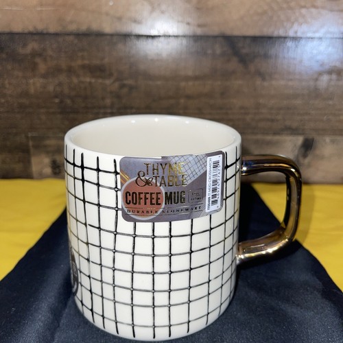 Thyme & Table Cross Hatch BRAND NEW Coffee Mug 15 Oz. Stoneware