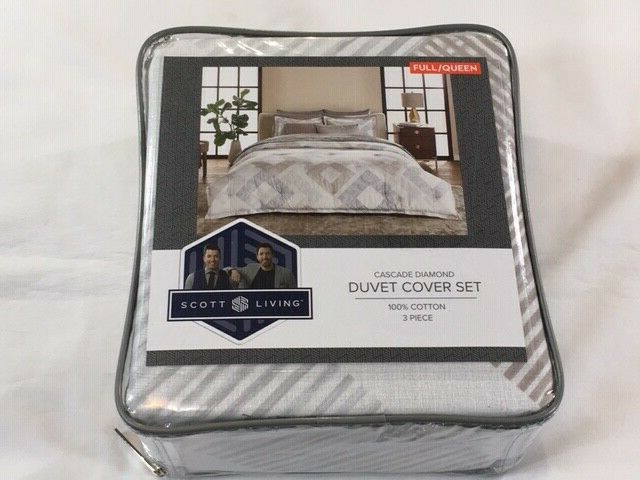 Scott Living Full Queen Duvet Cover Set - Cascade Diamond Najtańszy standard