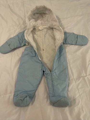 Quiltex 12 Month Snowsuit blue penguin snowflake made in usa Winter Vintage - Picture 9 of 10