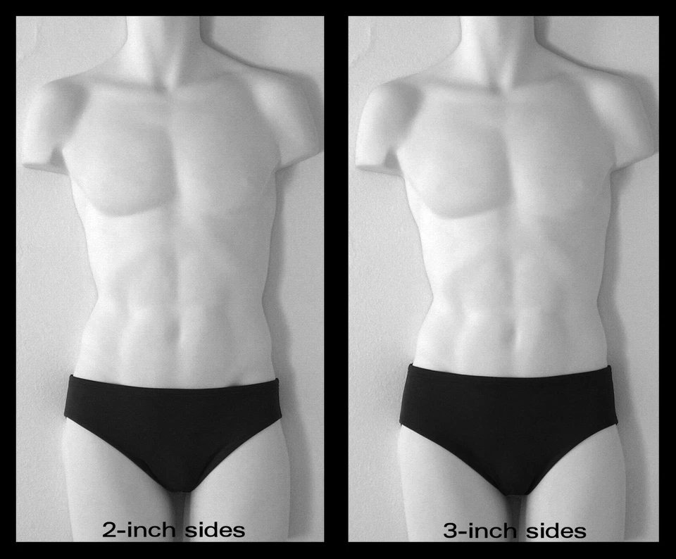 Мужские плавать бриф в регулярный или низкий подъем в черный темно-синий, коричневый, бордовый, серый, голая - Изображение 3 из 4