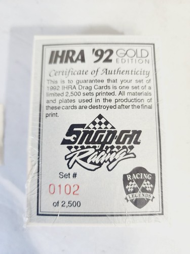 Juegos limitados de 2500 tarjetas a presión IHRA Racing Legends Presents 1992 edición dorada - Imagen 2 de 3