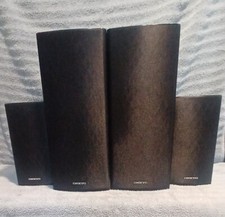 4 Onkyo Model SKF-590N Surround Sound Speakers, With wall mounts.