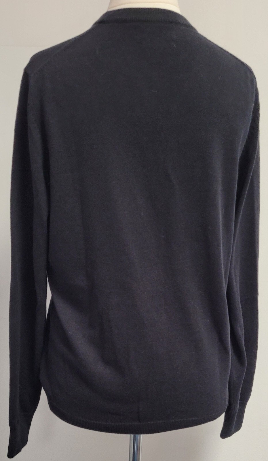 M&S Jumper Medium Black Round Neck Long Sleeve 100% Cotton Pre-Owned image 2
