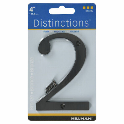 Hillman 843242 Number Distinctions 4" Bronze Zinc Die-Cast Screw-On 2 - Picture 1 of 2