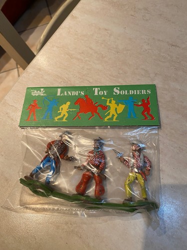 Rarissima busta soldatini landi cromoplasto in gomma cow-boys nuovi collezione - Picture 1 of 2