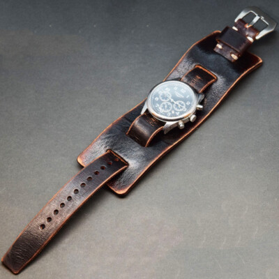 Vintage Distressed-Uhrenarmband Bund Ledermanschetten Cuff 18-26mm  watch strap