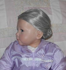 Kemper Grandma Doll Wig SIZE 14/15 GRAY Hair Pulled Back Braid Bun No Bangs NWT