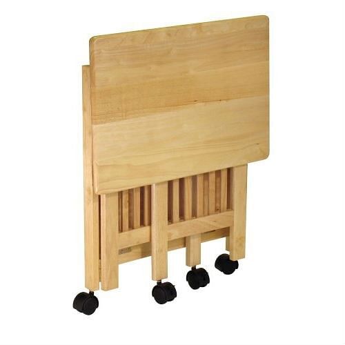 3-Shelf Folding Wood Printer Stand Cart in Natural with Lockable Casters - Picture 2 of 2