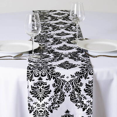 6 pcs FLOCKING TABLE RUNNERS 12x108'' Wedding Party Catering Linens Supplies SALE