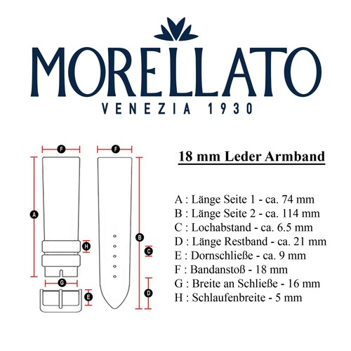 Morellato 18 mm Uhrenarmband in Schwarz aus Echtleder A01U1471471019CR18 - Picture 4 of 5