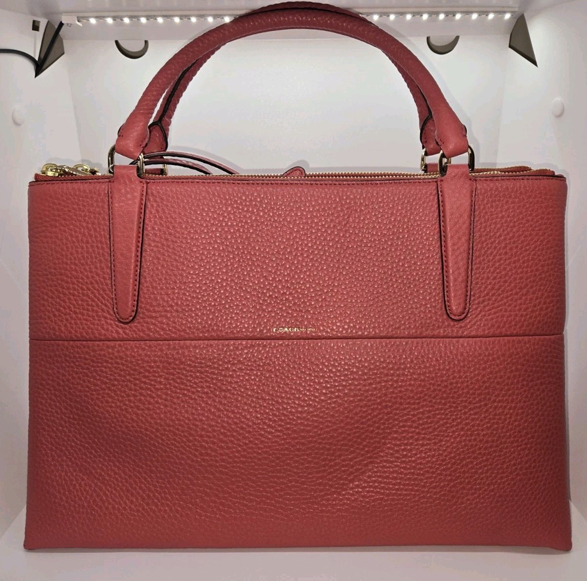 バッグ Coach NWT COACH 28160 BOROUGH Pebbled Leather Satchel Handbag $598