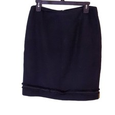 VINTAGE 90's Gently Used Casual Corner Annex Black Woven Skirt w/ Trim Size 6
