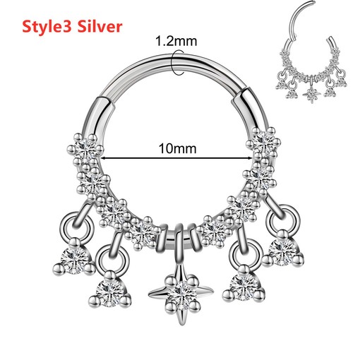 1 Stück 16 g Edelstahl Nase Septum Ring CZ Ohr Helix Piercing Ohrringe Schmuck - Bild 6 von 24