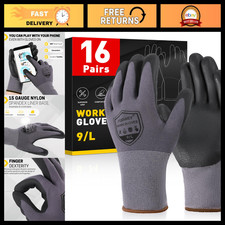 Nitrile Work Gloves, 16/32 Pairs, Seamless Nylon Knit, Durable & Comfortable