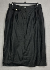 90s Talbots Black Linen Skirt size 18 zipper closure 32x31 academia modest emo