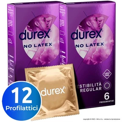 12 Preservativi ANALLERGICI DUREX NO LATEX Profilattici senza lattice