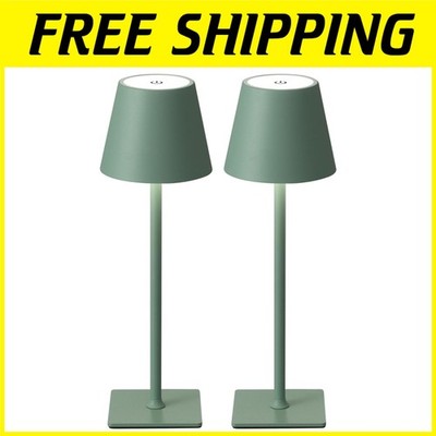 Cordless LED Night Light, 2 Pack, Touch Dimming, Green Shade