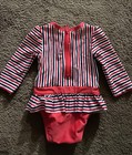 girls 1-piece rash guard red white & blue stripe swimsuit size 9 mths Cat & Jack — photo 3