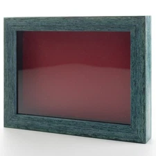 Rustic Blue 5x7 Wood Shadow Box With Red Acid-Free Backing 13/16 Usable Depth