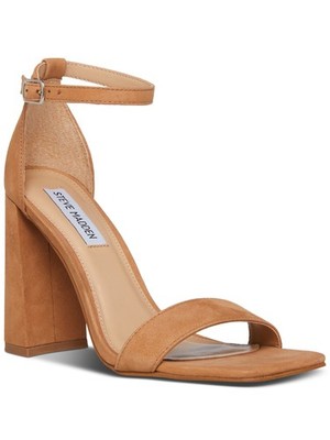 STEVE MADDEN Womens Beige Tiaa Toe Block Heel Leather Heeled Sandal 10 M