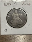 1858 0 Seated Liberty Half Dollar Silver 50C Business Strike Circulated