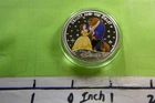 BEAUTY AND THE BEAST COLORED ENAMEL DISNEY CLASSIC MOVIES NICKEL COIN RARE 1BO