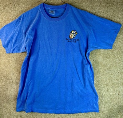 Vtg. Anvil 2002/2003 Rolling Stones Licks Tour Men s Blue Embroidered T Shirt L