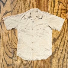 Vintage 50  s US Army Korean War Era Khaki Button Up Uniform Shirt