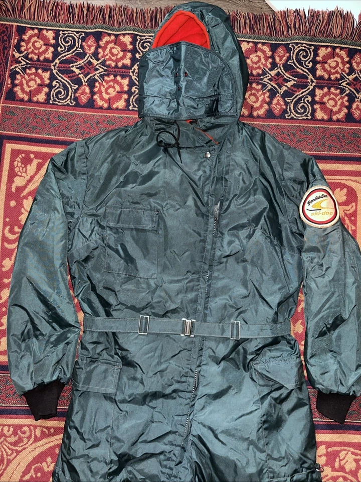 Винтажный 1967 SKI DOO BOMARDIER снегоход костюм с капюшоном и лицо маска средний - Изображение 2 из 4