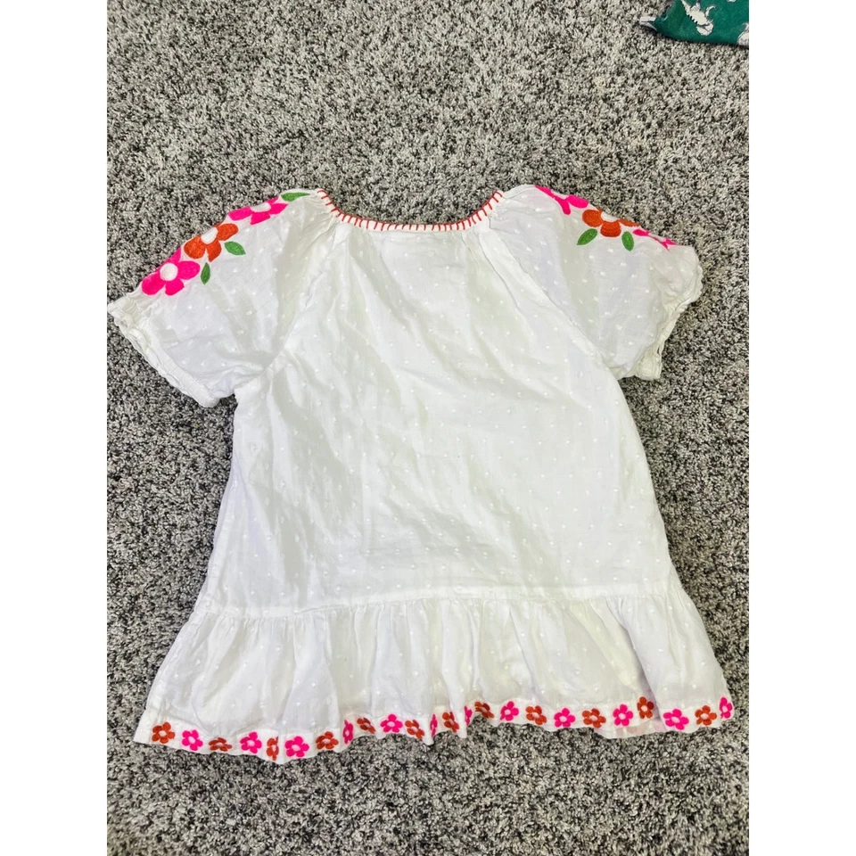 Boden Girls White Embroidered Floral Swiss Dot Tunic Top 8-9Y Beach Casual - Image 4 of 4