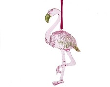 Preppy Christmas Pink Flamingo Ornament 4.9in,