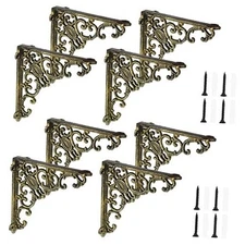  Heavy Duty Antique Brass Shelf Brackets 8'' Wall Mounted Shelf 4 Classic