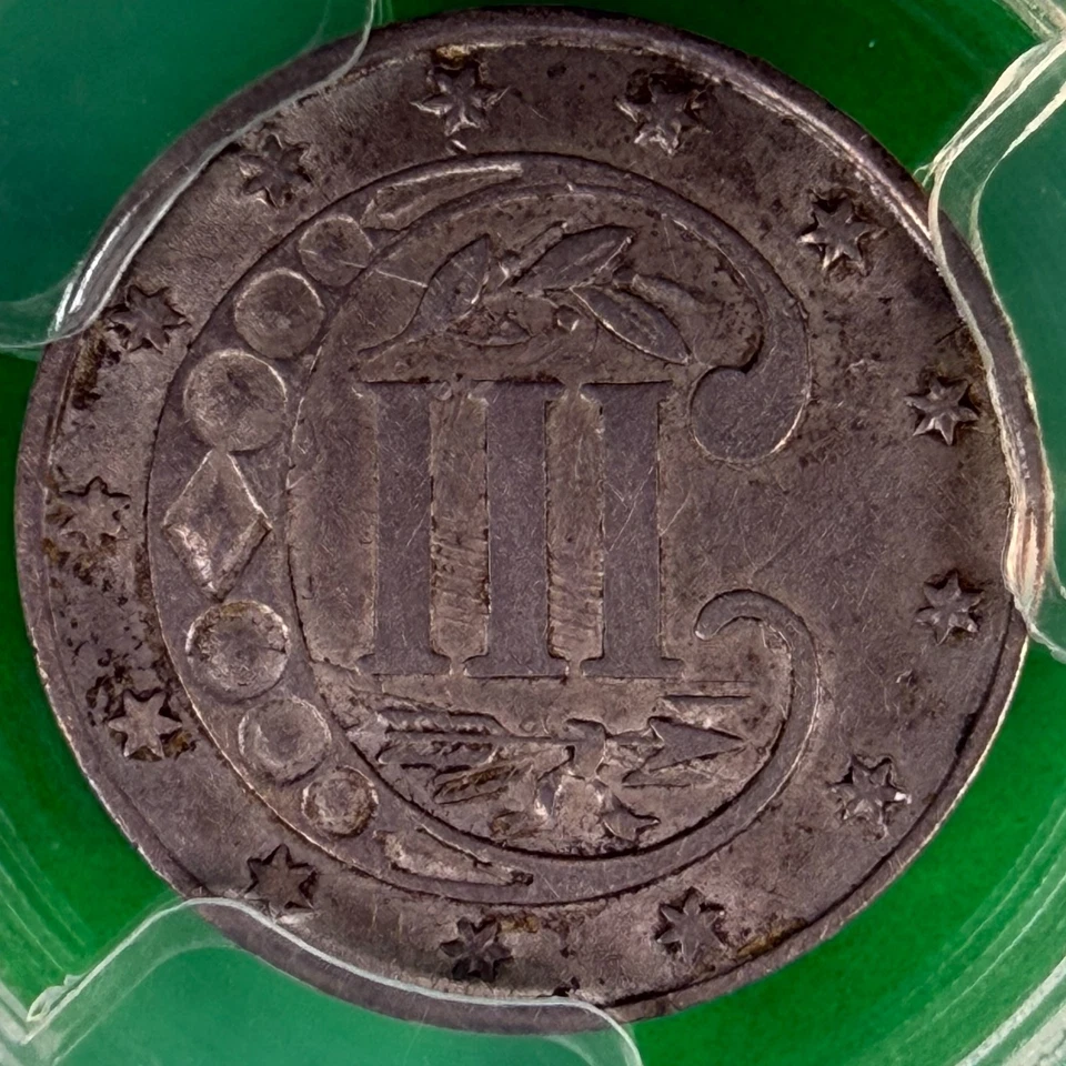 1861 Three Cent Silver, Type 3: Large Star Two Lines - PCGS Graded AU55 - Image 4 of 4