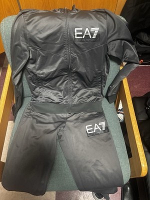 Emporio Armani Ea7 Men's Black Tracksuit Set Jacket & Pants Logo Zip