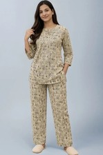 Women's Casual Wear Cotton Kurti Pant Set Indian Bollywood Ethnic Kurta Cord Set