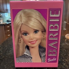 Pink Barbie Doll Fashion Wardrobe Trunk Carrying Case, Style Mattel