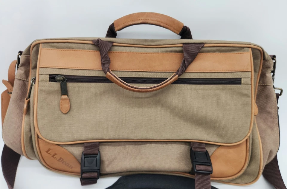 De colección LL Bean Sportsman Maletín Cartera Marrón Bolso Mensajero Correa para el Hombro Foto 2 de 4