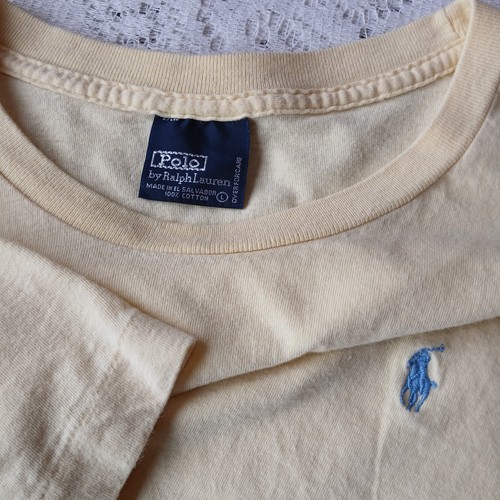 Polo Ralph Lauren, Polo Ralph Lauren Vintage T-shirt Mens Large Yellow Short Sleeve Blue Pony