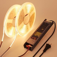 24V COB LED Strip Light 65.6ft 2 Rolls of 32.8ft Kit, 3000K Warm White Cutt...