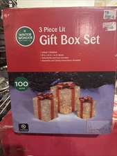 Winter Wonder Lane 3 Piece Gift Box Indoor Outdoor Gift 100 Light Display