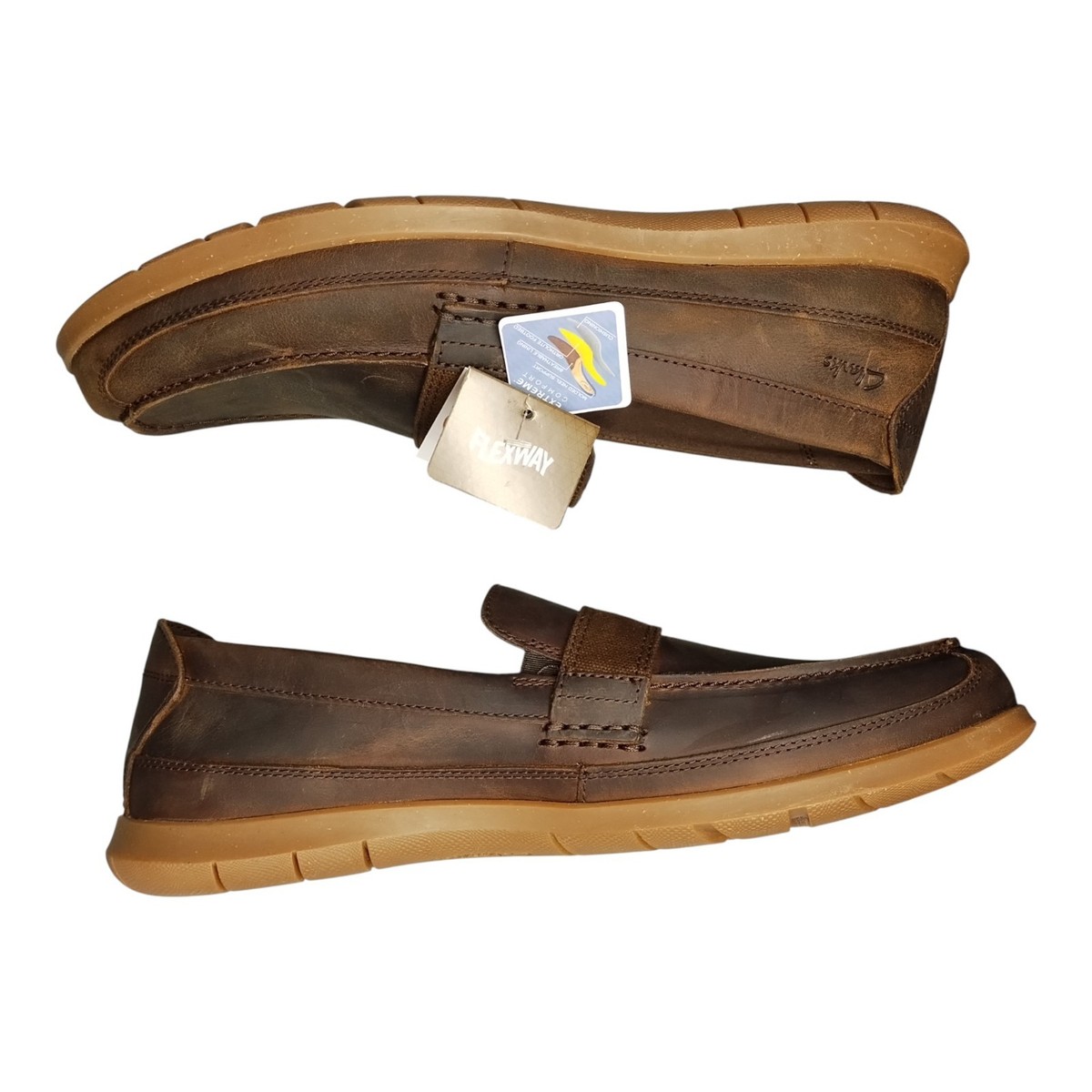 Clarks Flexway Band Loafers Mens US 10.5M Brown Leather  display picture 3