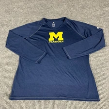 Adidas Michigan Wolverines Shirt Mens Large Blue Dearborn Performance Long Seeve