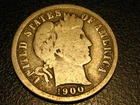 1900-P 90% Silver Barber Dime Good