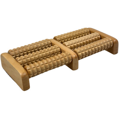 Wellness Fußmassageroller Fußmassagegerät Fußroller Holzroller mit 6 Holzwalzen