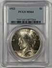 1922 $1 MS64 -  Silver Peace Dollar - PCGS - Textile Toning