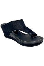 Donald Pliner Women's Myrtle Distress Metallic Slip On Sandle Black