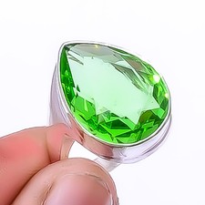 Peridot 925 Sterling Silver Handmade Solitaire Ring s.8.5 A330